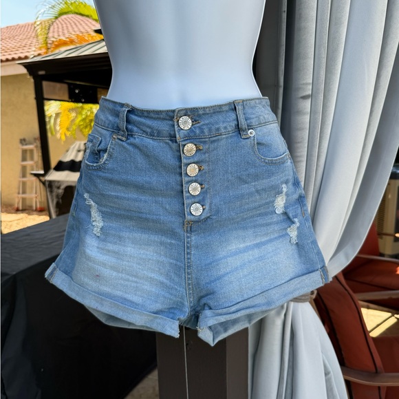 LOVE TREE Distressed Denim Shorts High Waist M - Picture 3 of 11
